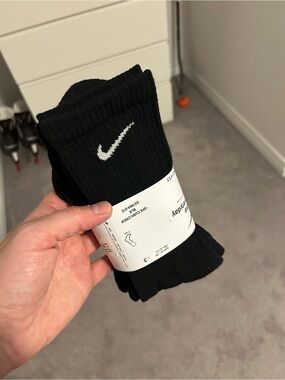Nike Black Crew Socks with White Swoosh - Pack of 3